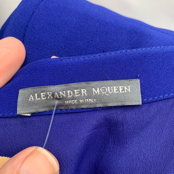 Alexander McQueen Royal,Cobalt Blue V-Neck A-Line Mini Dress Sz 44 US 8 Medium - Picture 10 of 15